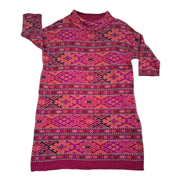 Peruvian Connection Women's Knit Dress Pima Cotton Pink Multi 3/4 Sleeves  XS/S - Picture 1 of 9